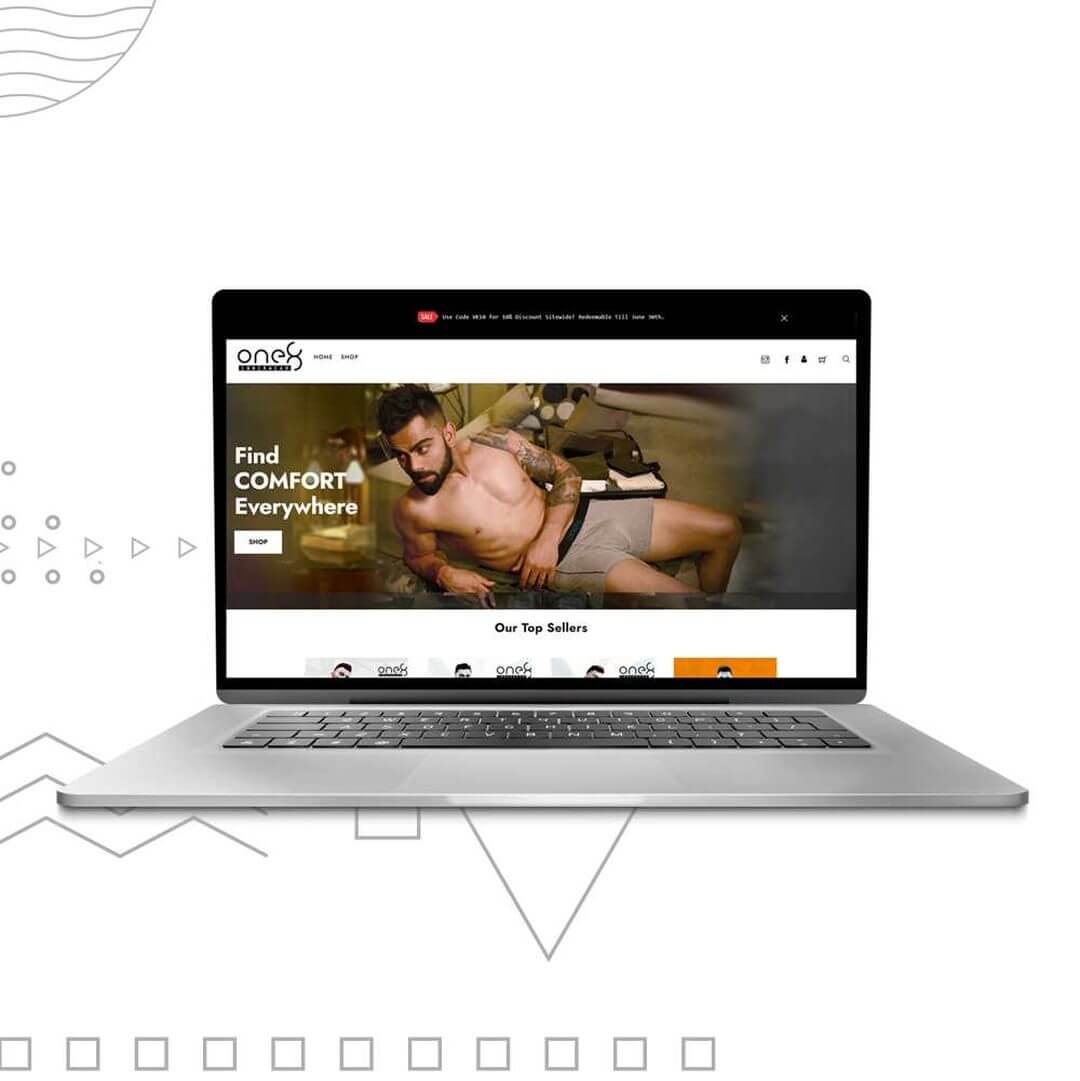 One8 Innerwear Website Shown In Laptop Screen