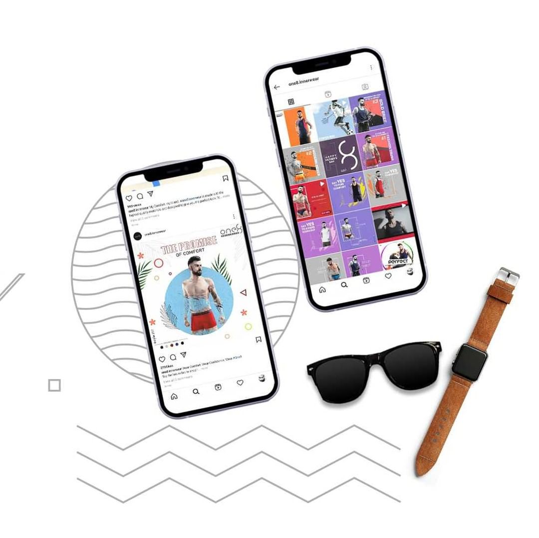 Glasses, Watch and Social Posts On Mobile Screen